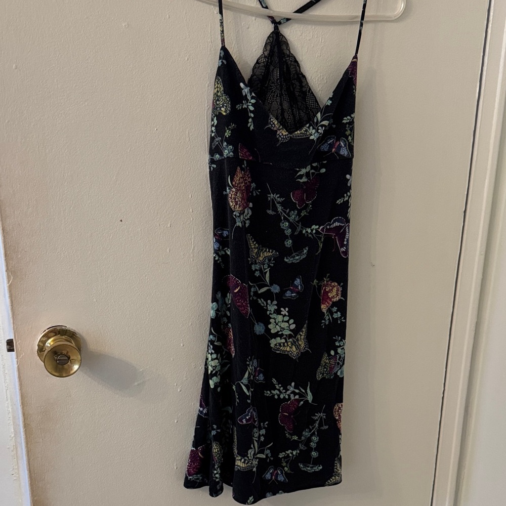 Victoria's Secret Black Floral Backless Dress